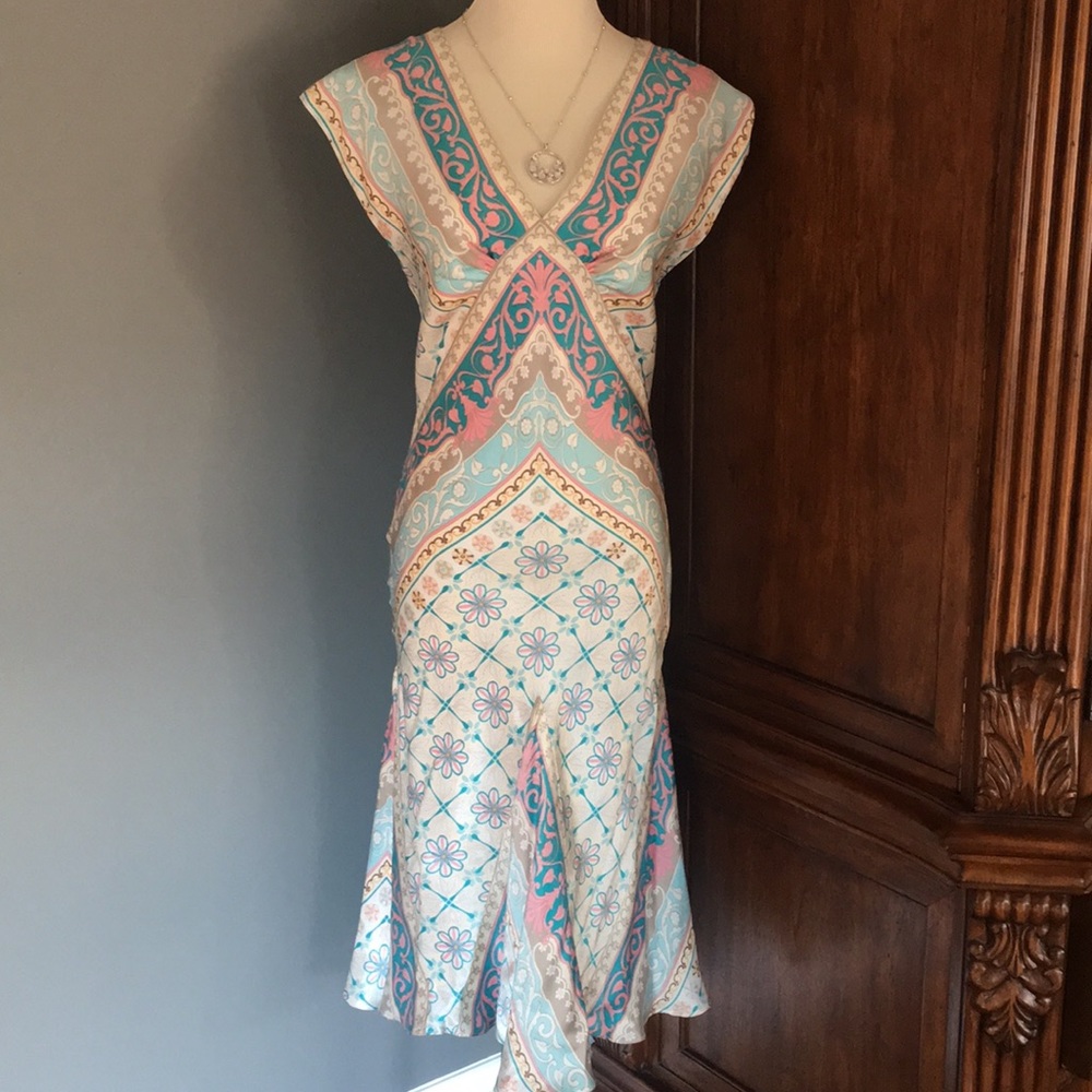 Nicole Miller printed satin dress